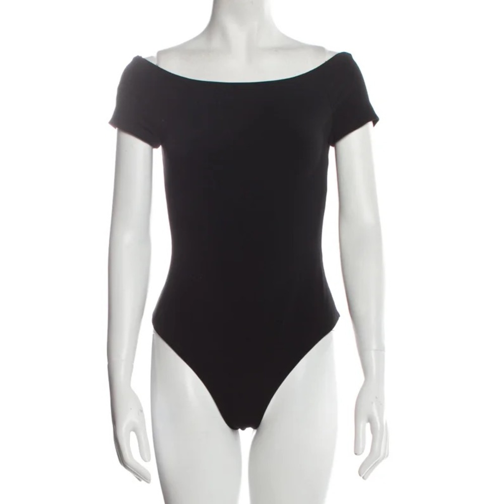 Alice + Olivia Black Off the Shoulder Bodysuit